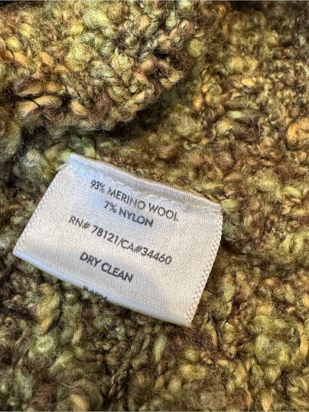 Eileen Fisher Womens L Olive-Moss Bouclé Fisherman 100% Wool Old Money Luxury - Picture 3 of 5